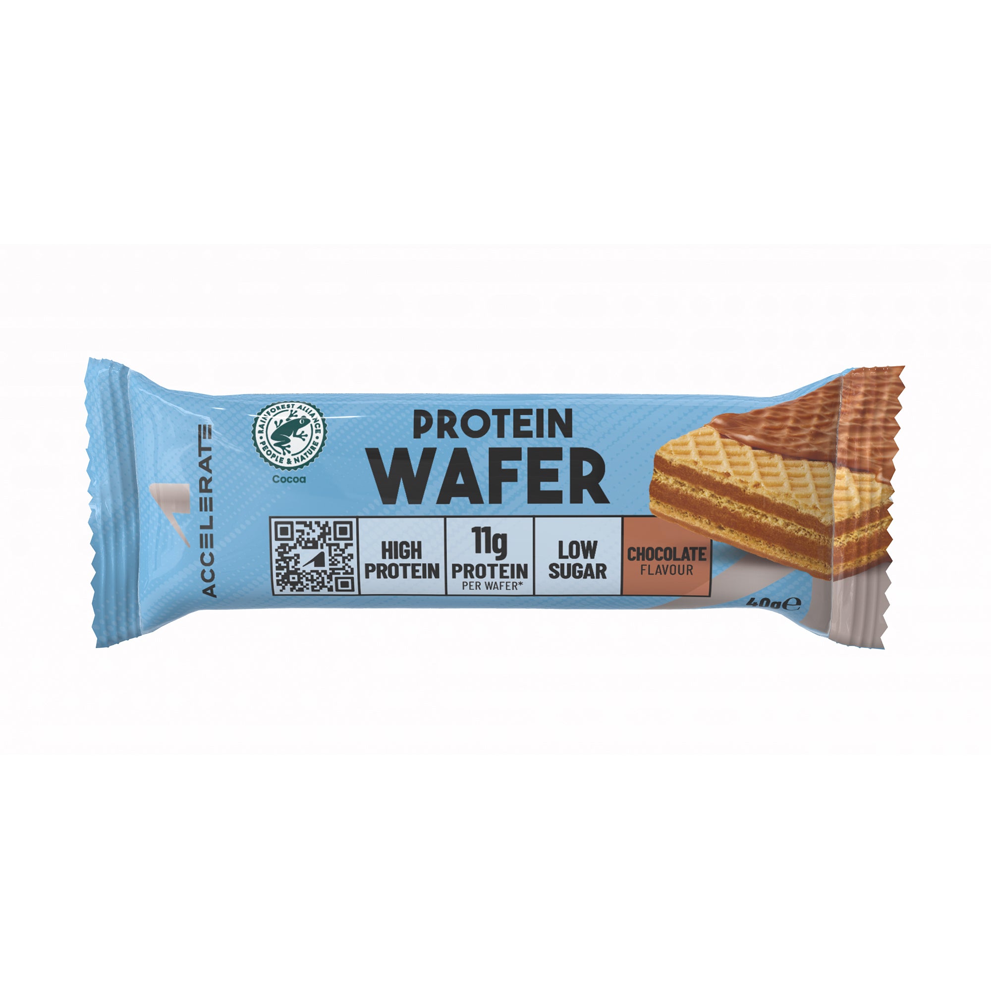 Gaufrette au chocolat fourrée aux protéines
